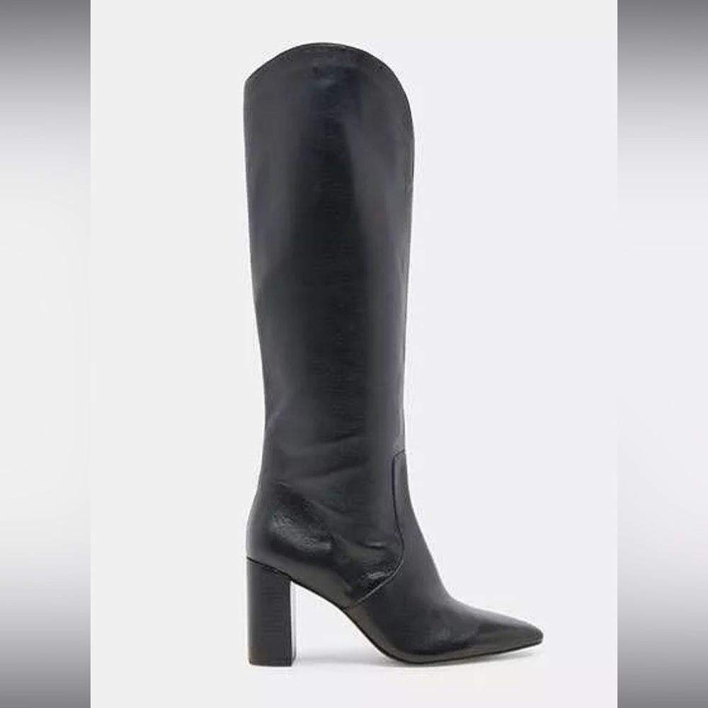 Dolce Vita Black Heeled Boots Sleek Knee-High Design